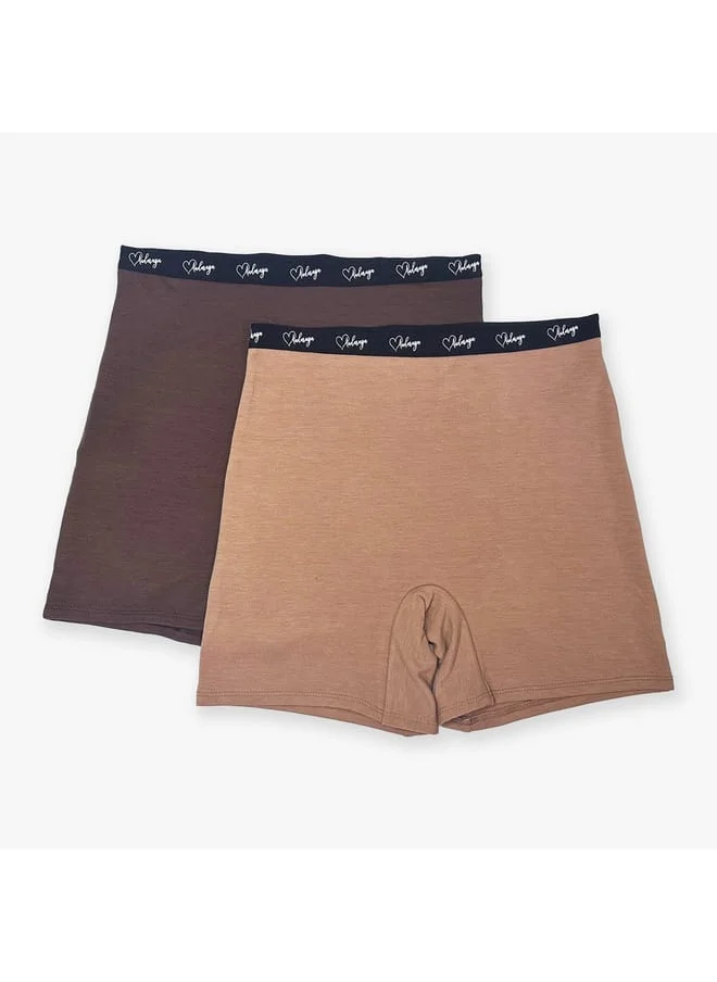 Aadaraya Set of 2 - Aadaraya Solid Shaping Shorts with Elasticated Waistband