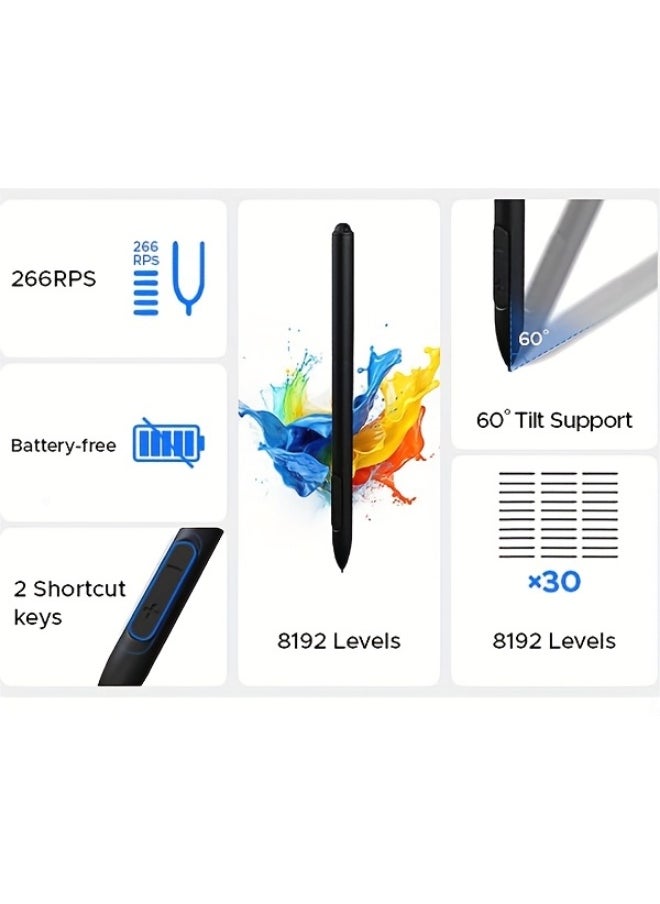 Graphic Drawing Board, 10x6 Inch Digital Writing Tablet with Stand and 8192-Level Stylus Pen  - Image 2
