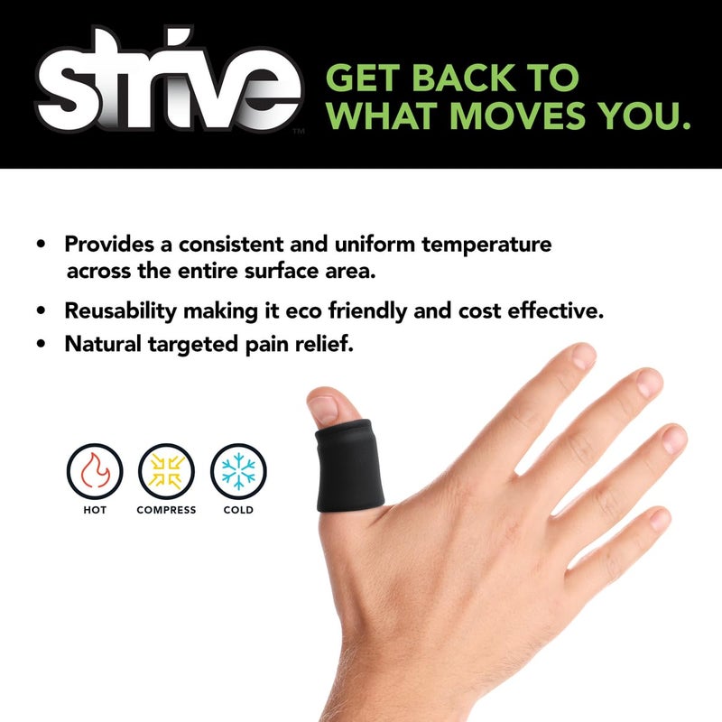 Strive Finger Sleeve Ice Pack Wrap, Hot & Cold Therapy Wrap for Soothing Relief and Support, Flexible Compression for Comfortable Healing, Perfect for Finger Pain and Injury Recovery, Black, 5-Pack - Image 3