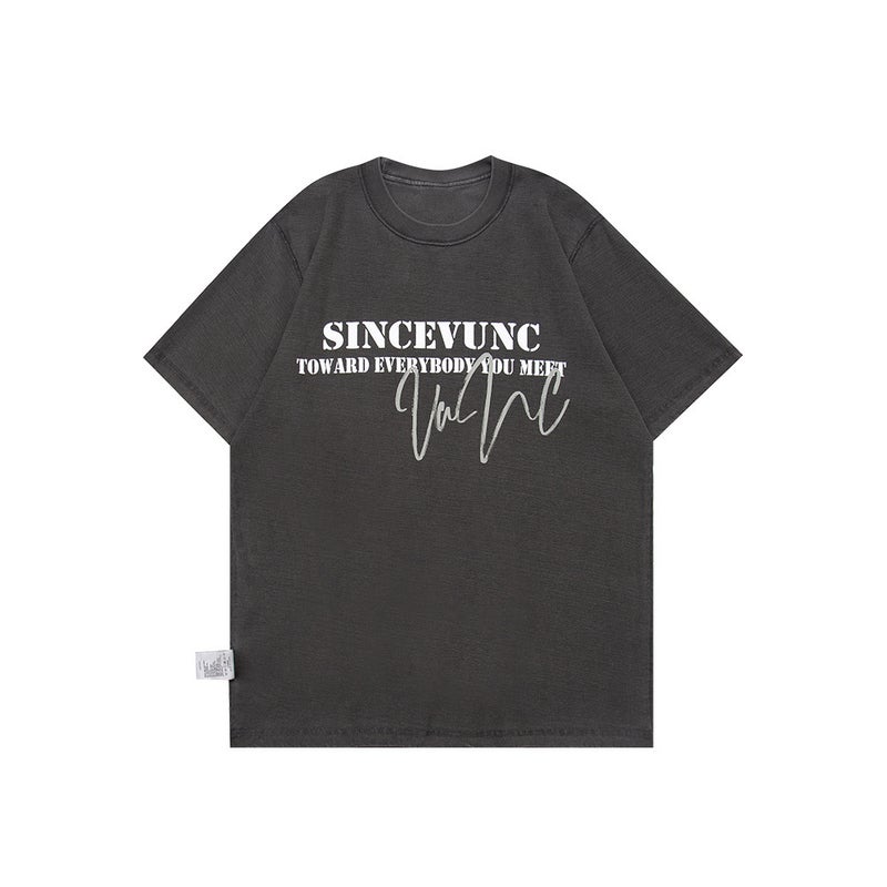 American Casual White T-Shirt Drop Shoulder Oversize Versatile Summer Couple High Street Men And Women 200G Cotton Short Sleeve - Image 1