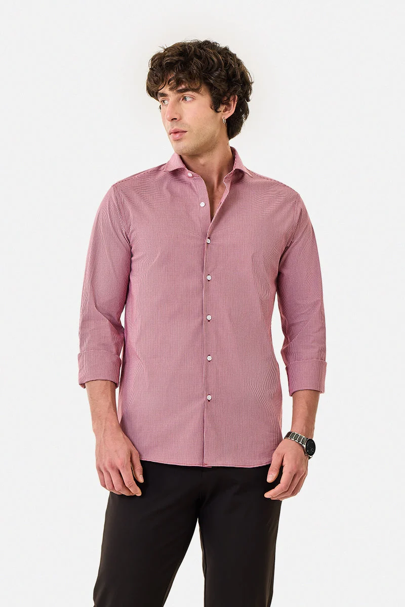 SNITCH Slim Fit Stretch Gingham Check Shirt