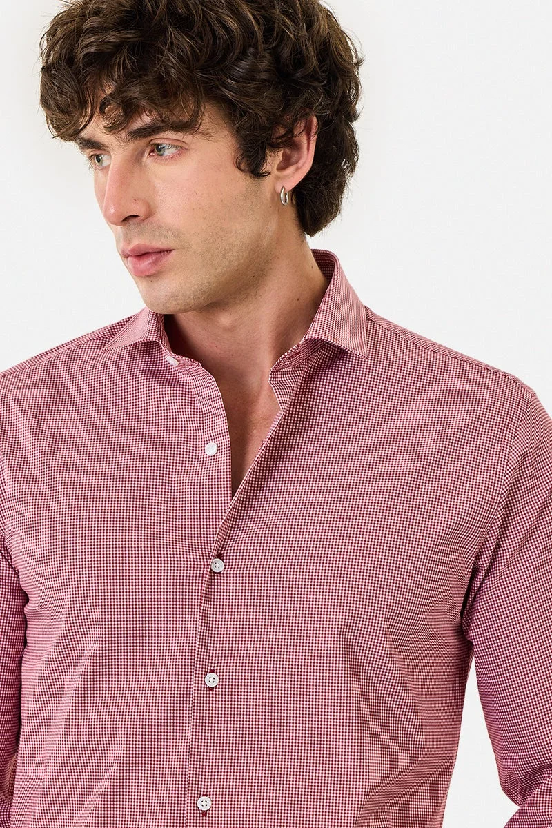 SNITCH Slim Fit Stretch Gingham Check Shirt