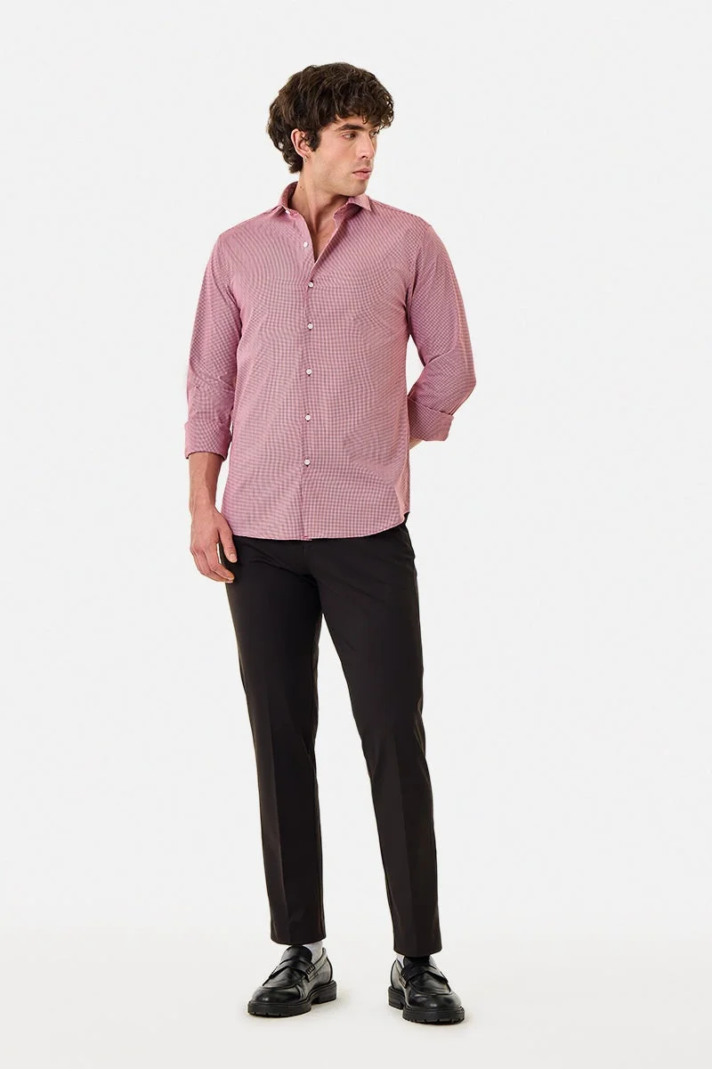 SNITCH Slim Fit Stretch Gingham Check Shirt