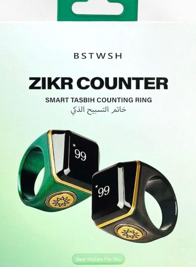 بستوش خاتم الذكر الدائري الذكي مع تذكير بالاهتزاز وعداد التسبيح واتصال بلوتوث مع صندوق الشحن