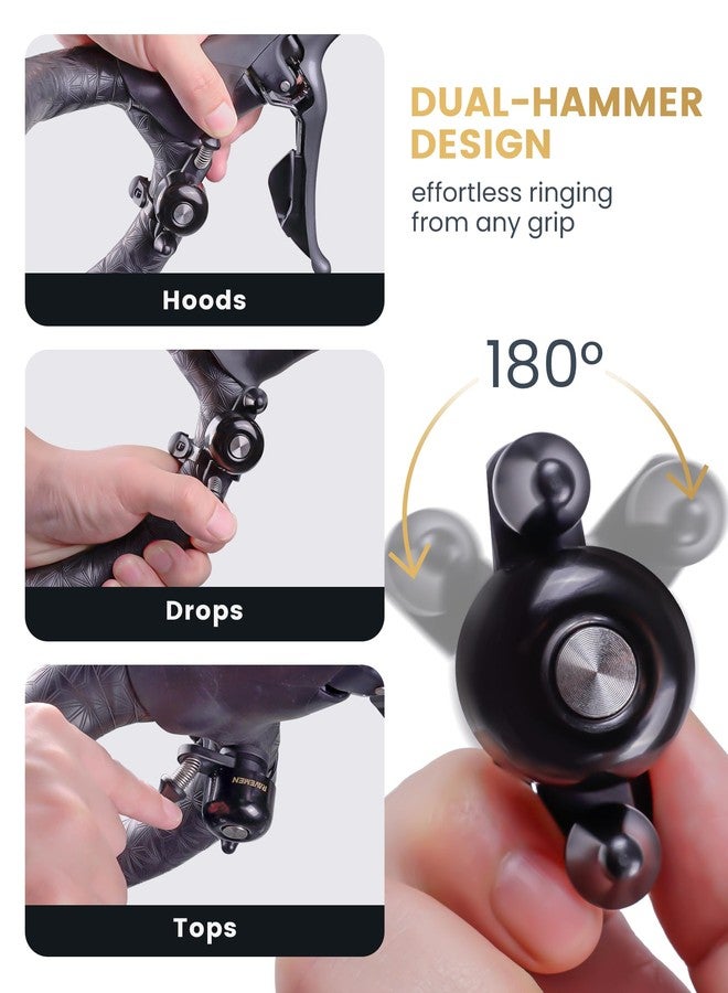 RAVEMEN Q3 Road Bike Bell, Dual-Hammer Copper Alloy Bicycle Bell for Adults Fit Handlebars up to 47mm, Lightweight for Most Grip Positions, Easy Installation - Image 2