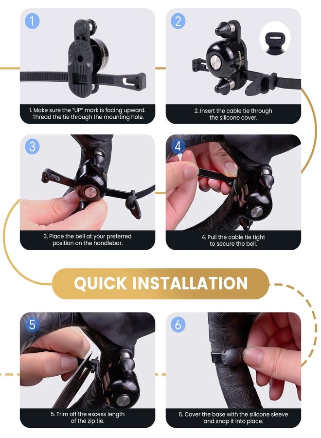 RAVEMEN Q3 Road Bike Bell, Dual-Hammer Copper Alloy Bicycle Bell for Adults Fit Handlebars up to 47mm, Lightweight for Most Grip Positions, Easy Installation - Image 3