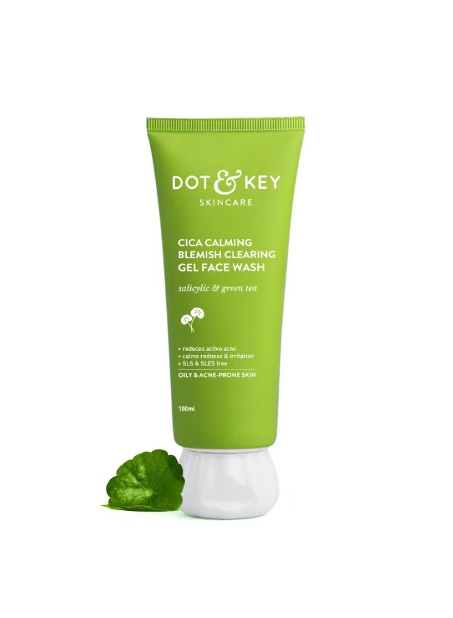 دوت آند كي غسول الوجه دوت آند كي سيكا للبشرة المعرضة لحب الشباب، 2% حمض الساليسيليك مع الشاي الأخضر | للبشرة الدهنية والحساسة | خالي من الكبريتات للرجال والنساء | غسول الوجه للتحكم في الزيت بالزنك | 100 مل - Image 1