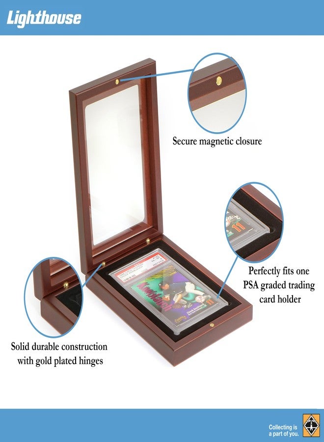 LIGHTHOUSE - Presentation Case for One Graded Trading Card Holder VOLTERRA Box for One PSA Holder Mahogany Wood-Grain Finish (4 3/4" x 7 x 1 1/4") - Image 2