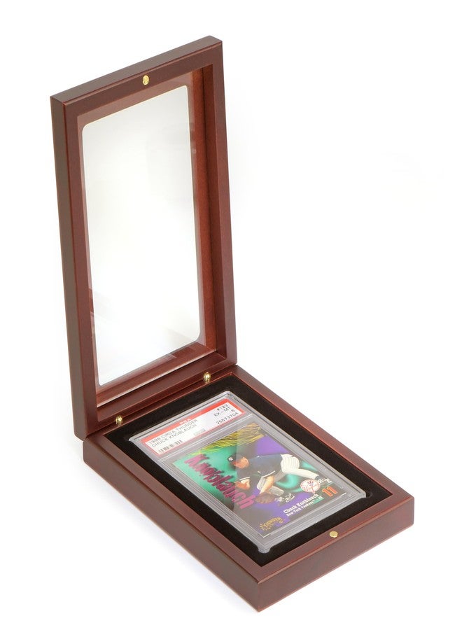 LIGHTHOUSE - Presentation Case for One Graded Trading Card Holder VOLTERRA Box for One PSA Holder Mahogany Wood-Grain Finish (4 3/4" x 7 x 1 1/4") - Image 1