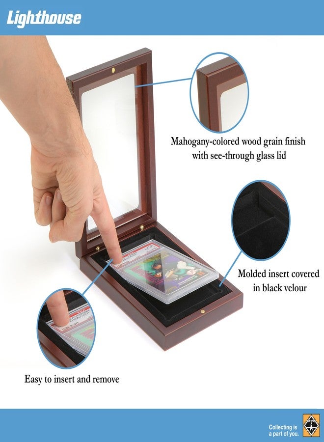 LIGHTHOUSE - Presentation Case for One Graded Trading Card Holder VOLTERRA Box for One PSA Holder Mahogany Wood-Grain Finish (4 3/4" x 7 x 1 1/4") - Image 3