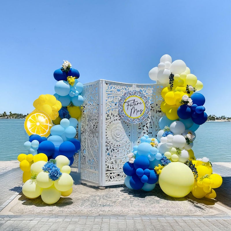 Blue Yellow Balloon Garland Arch Kit 136 Pcs Royal with Lemon Foil Balloons for amalfi last toast on the coast Bachelorette Bridal Shower Decorations Main Squeeze Party Supplies Blue Yellow