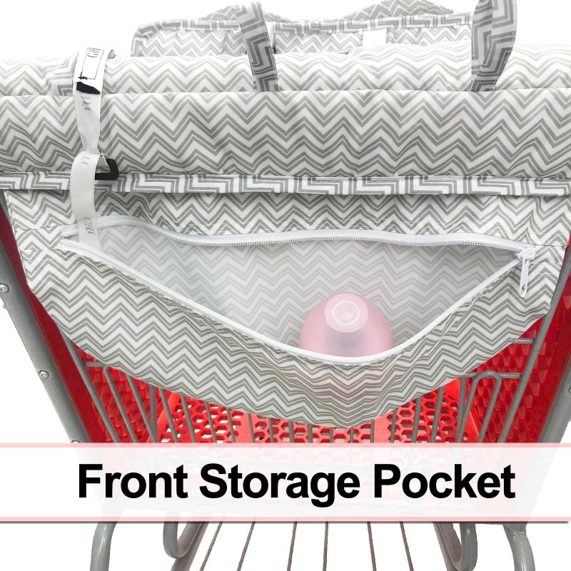 HIVVI Portable 2-in-1 Grocery Cart Seat Cover and Baby Highchair Cover (Gray Chevron) - Image 5
