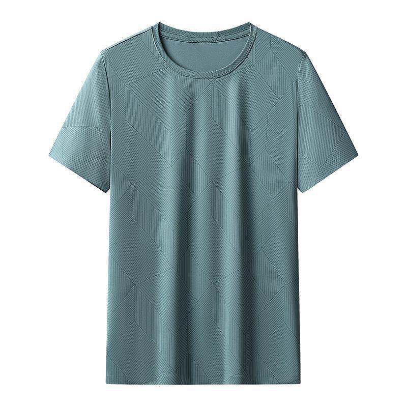 Crewneck Ice Silk Mark Printed T-Shirt Men'S Thin Casual Short-Sleeved Quick-Drying Men'S T-Shirt Summer - Image 1