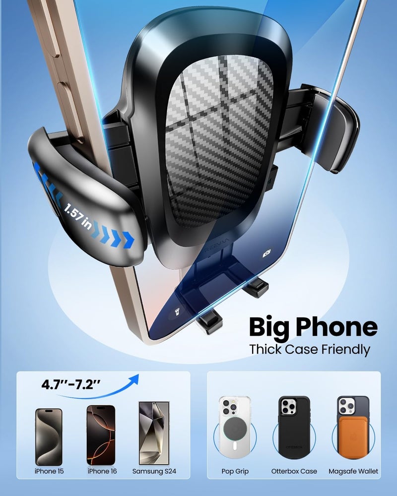 REEVAA Phone Holder for Car [Upgraded Metal Hook, Ultra Stable], Universal Cell Phone Air Vent Holder Mount, Deep Clamps Clamps Compatible with iPhone 16 15 14 13 12 Pro Max Samsung Ultra S24 S25 - Image 4