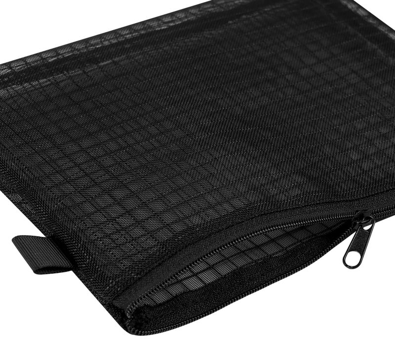 Sun Life Style Mesh Zipper Bags Nylon Pouches 6x8 for Travel Accessories Cables Cosmetics Office Supplies See Through Organizer (Set of 5, 6 x 8 Inch, Black) - Image 4