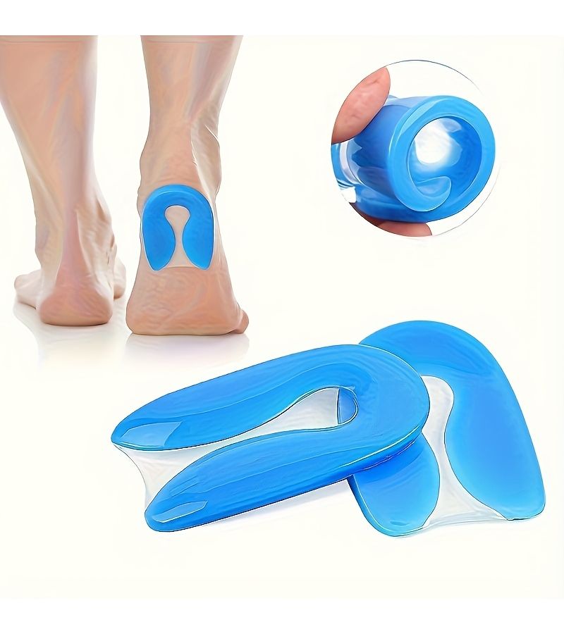 وسادات كعب زرقاء فائقة النعومة من السيليكون، واقيات لكعب القدم، نعال غير قابلة للانزلاق - Image 1