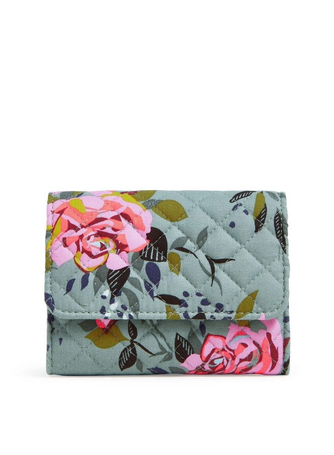 Vera Bradley Women'S Cotton Riley Compact Wallet With Rfid Protection Rosy Outlook Recycled Cotton One Size - Image 1