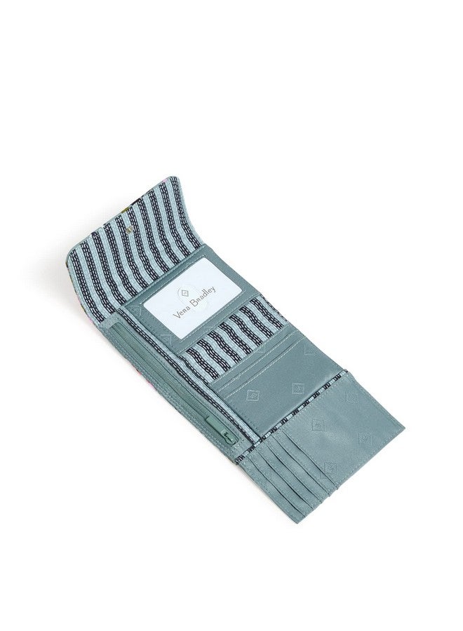 Vera Bradley Women'S Cotton Riley Compact Wallet With Rfid Protection Rosy Outlook Recycled Cotton One Size - Image 2