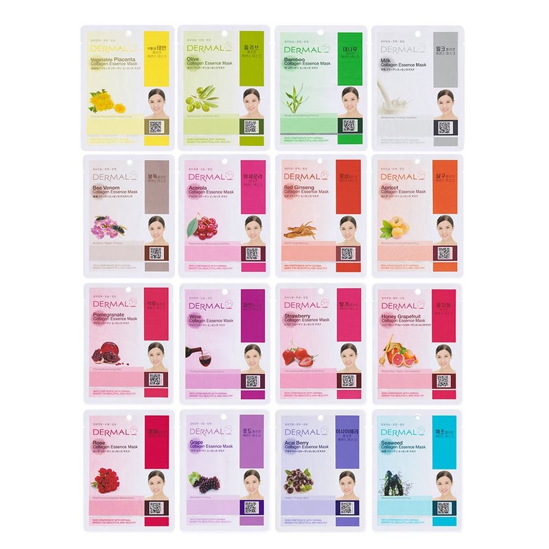 DERMAL 16 Combo B Pack Made in Korea Facial Mask â€“ 20+ Years of K-Beauty Experience, Premium Quality Korean Sheet Masks for Daily Skincare Routine - Image 1