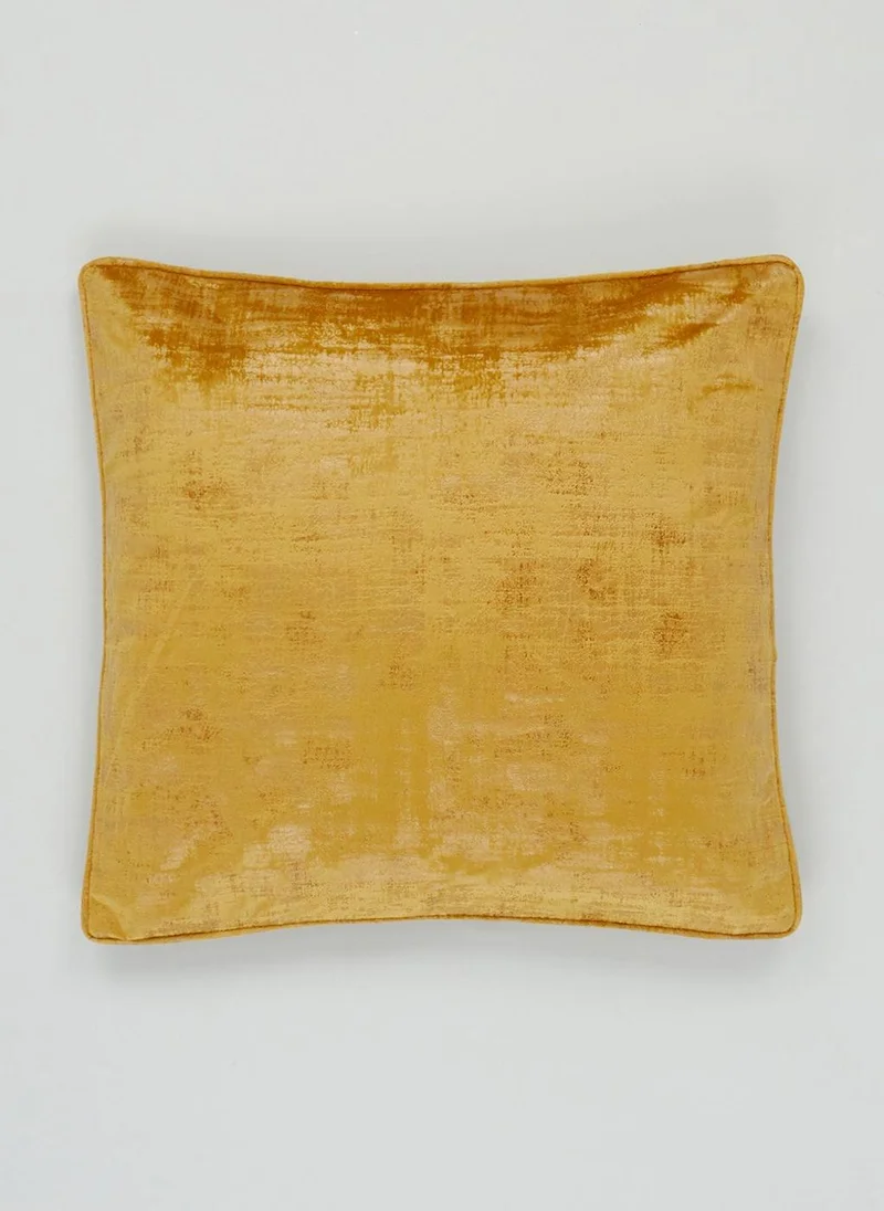 Matalan Ochre Velvet Foil Cushion (50cm x 50cm)