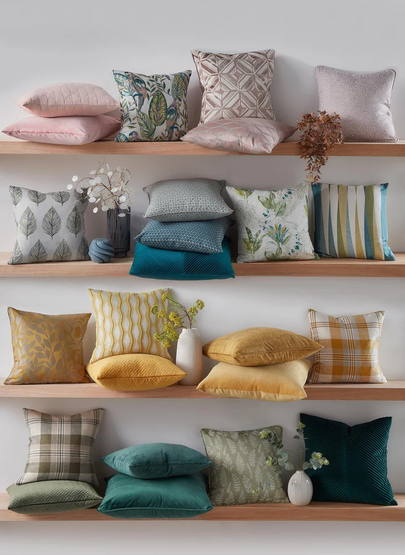 Matalan Ochre Velvet Foil Cushion (50cm x 50cm)