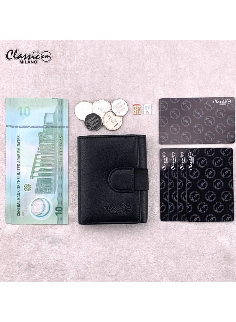 Classic Milano Black (GTF-10-EM) Classic Milano Men’s Wallet – Slim Bifold Leather Wallet for Men with RFID Blocking, Multiple Card Slots & Middle Zip – Stylish Mens Purse Wallets Gift for Husband, Father for Men | Best Price UAE
