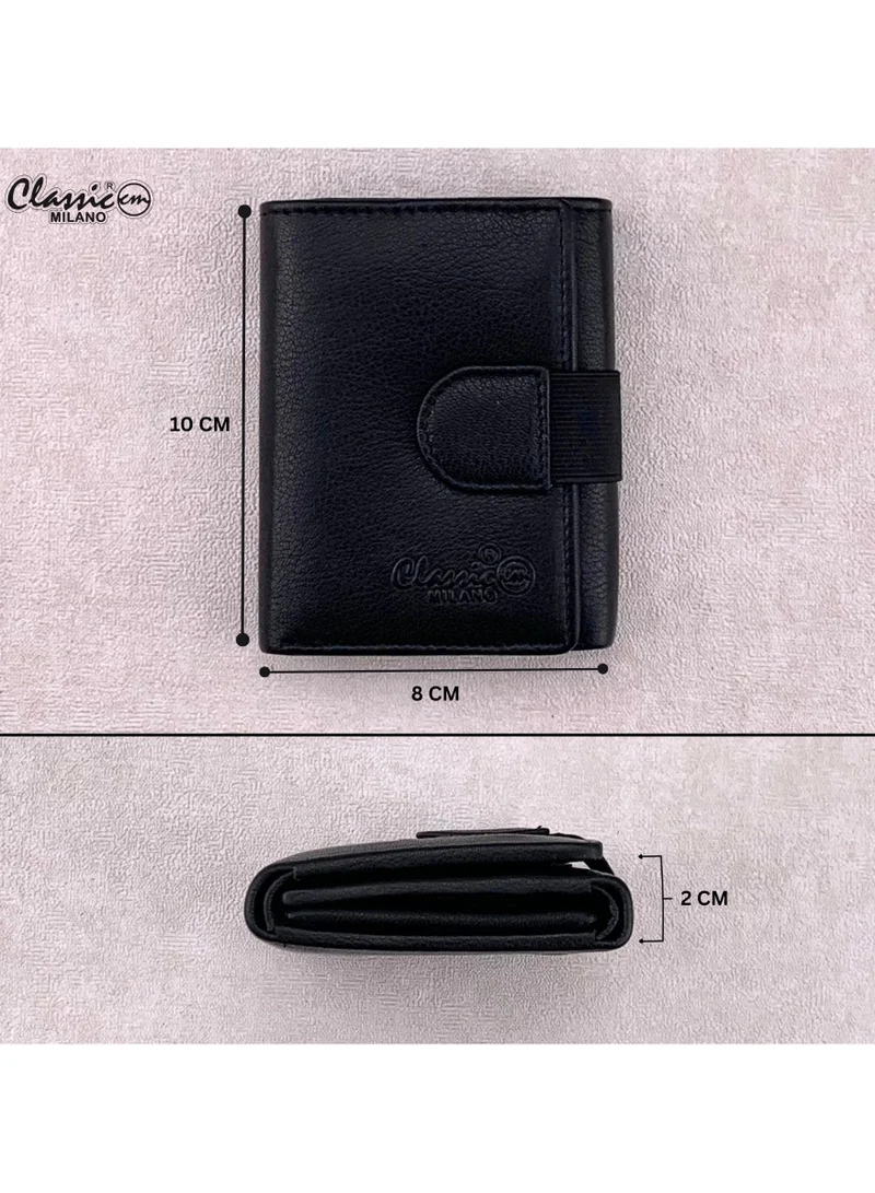 Classic Milano Black (GTF-10-EM) Classic Milano Men’s Wallet – Slim Bifold Leather Wallet for Men with RFID Blocking, Multiple Card Slots & Middle Zip – Stylish Mens Purse Wallets Gift for Husband, Father for Men | Best Price UAE