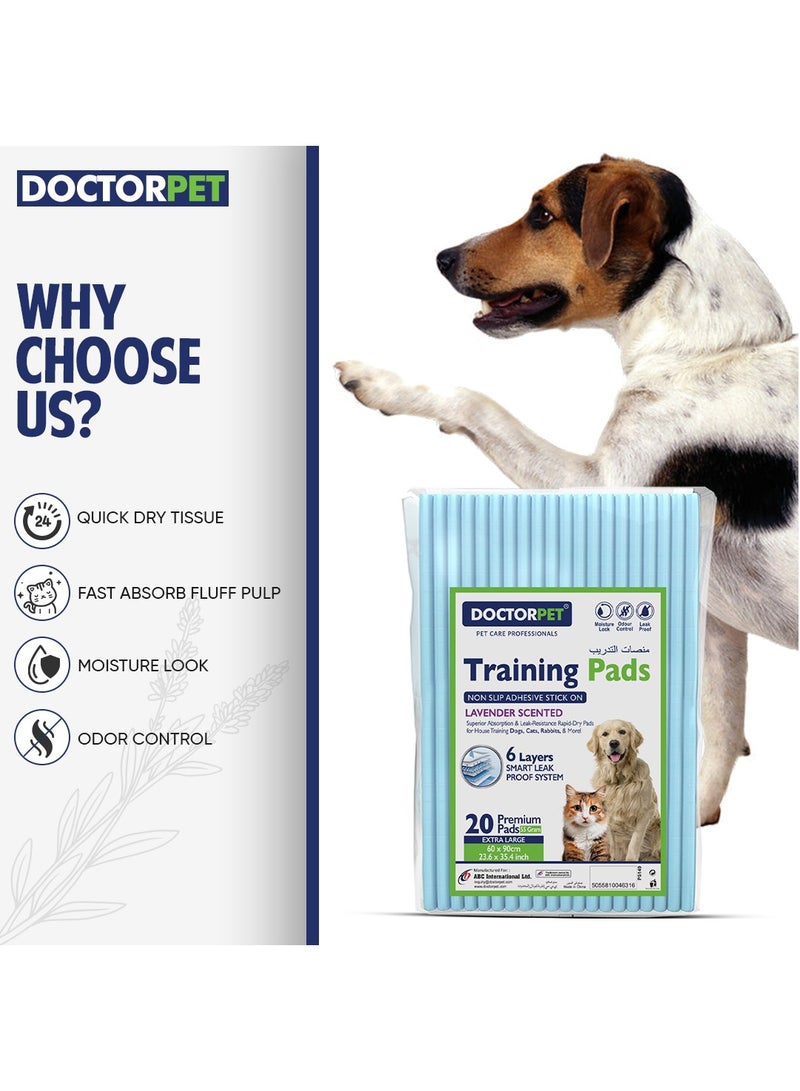 DOCTERPET Doctor Pet Training Pads Lavender 20's (60x90cm) – Extra Large Rapid-Dry Leak-Proof Pads,Scented, 6 Layers Quilted, Superior Absorption, Odor Control, Pet Training for Dogs, Cats, Rabbits 55g - Image 2