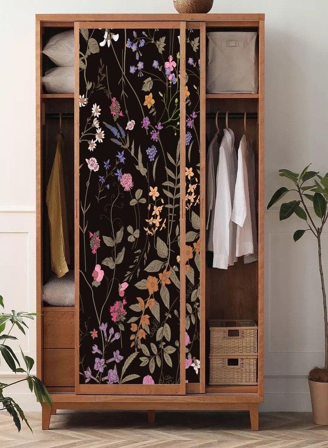 WY-BSO Adhesive Shelf Liner, Dresser Drawer Liner Textured Floral Contact Paper for Cabinets,Vinyl Film Decorative Drawer Liner for Bedroom Dresser Sticker (Black, 17.3 inch x 118 inch) - Image 4