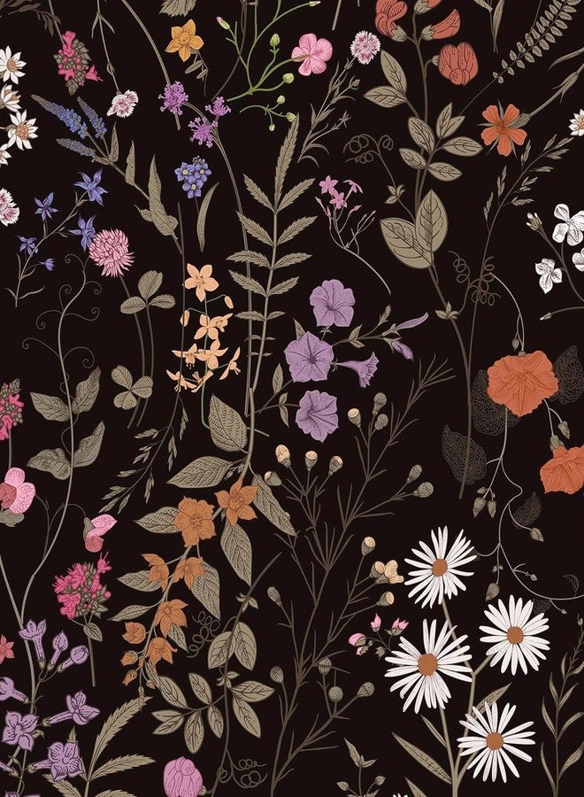 WY-BSO Adhesive Shelf Liner, Dresser Drawer Liner Textured Floral Contact Paper for Cabinets,Vinyl Film Decorative Drawer Liner for Bedroom Dresser Sticker (Black, 17.3 inch x 118 inch) - Image 1