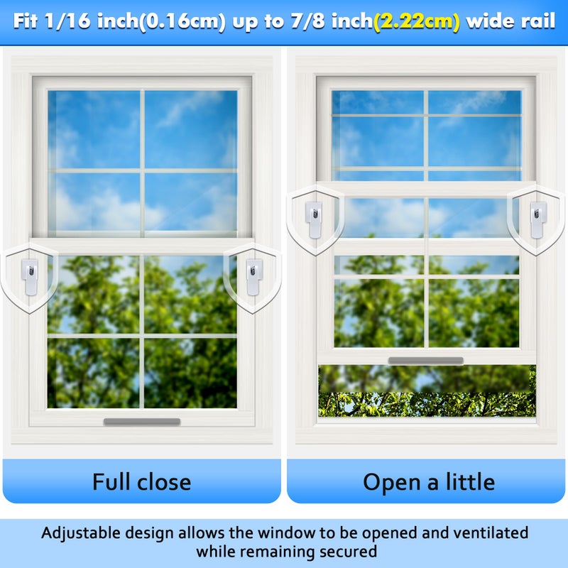 Enhon 5 Pack Window Locks, Diecast Durable Design, Compatible with Horizontal and Vertical Window, Fit 1/16 inch(0.16cm) up to 1-3/16 Inch Short Version Wide Rail Easy Installation Enhanced Safety - Image 5
