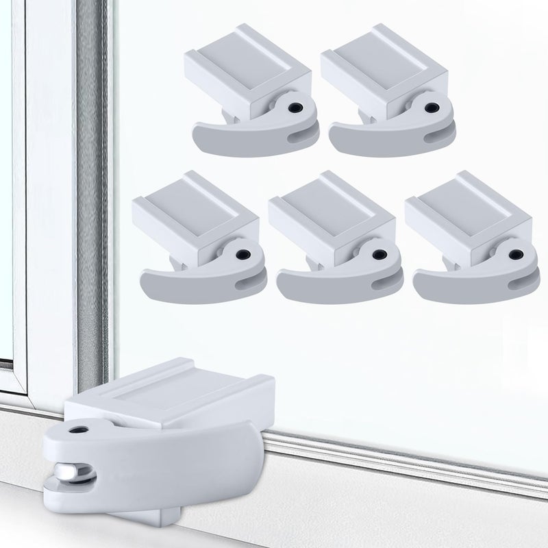Enhon 5 Pack Window Locks, Diecast Durable Design, Compatible with Horizontal and Vertical Window, Fit 1/16 inch(0.16cm) up to 1-3/16 Inch Short Version Wide Rail Easy Installation Enhanced Safety - Image 1