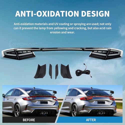 Archaic Tail Lights for 2022-2025 Civic Hatchback Type-R FL1 FL2 FL4 FL5,Taillights Assembly for 11th Gen Civic w/Animation DRL/Sequential Turn Signal,Pair - Image 5