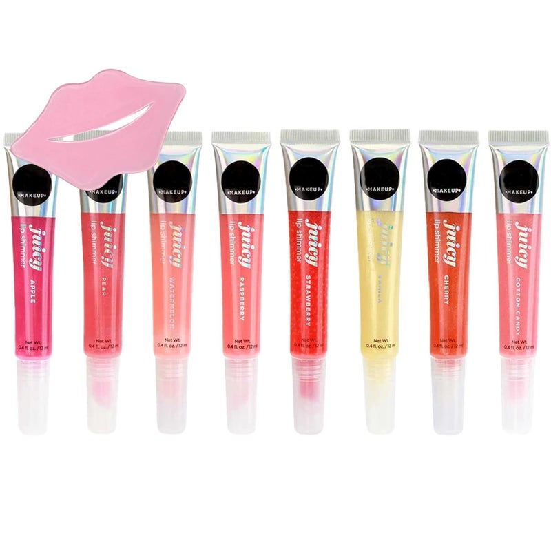 Glam Lux Glam Lux Juicy Lip shimmer Lip Gloss Set of 8  keychain gifts for aunts women girls teens moms