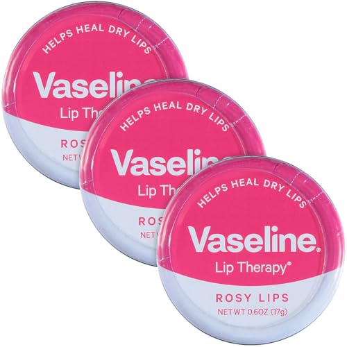 Vaseline Lip Therapy Rosy Lips Tin 3-Pack – Tinted Lip Balm for Soft, Smooth, Glossy Lips, 0.6 Oz Ea - Image 1