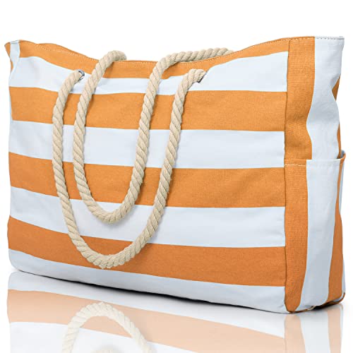 Becokan Beach Bags for Women - Large Waterproof Beach Tote with Zipper - Sandproof Swim Pool Bag - Image 1