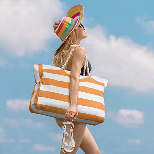 Becokan Beach Bags for Women - Large Waterproof Beach Tote with Zipper - Sandproof Swim Pool Bag - Image 5