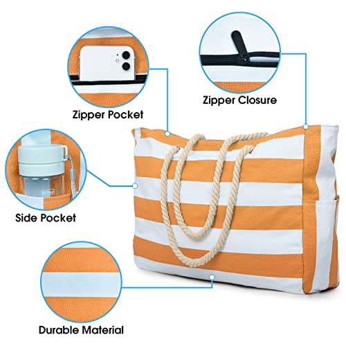 Becokan Beach Bags for Women - Large Waterproof Beach Tote with Zipper - Sandproof Swim Pool Bag - Image 3
