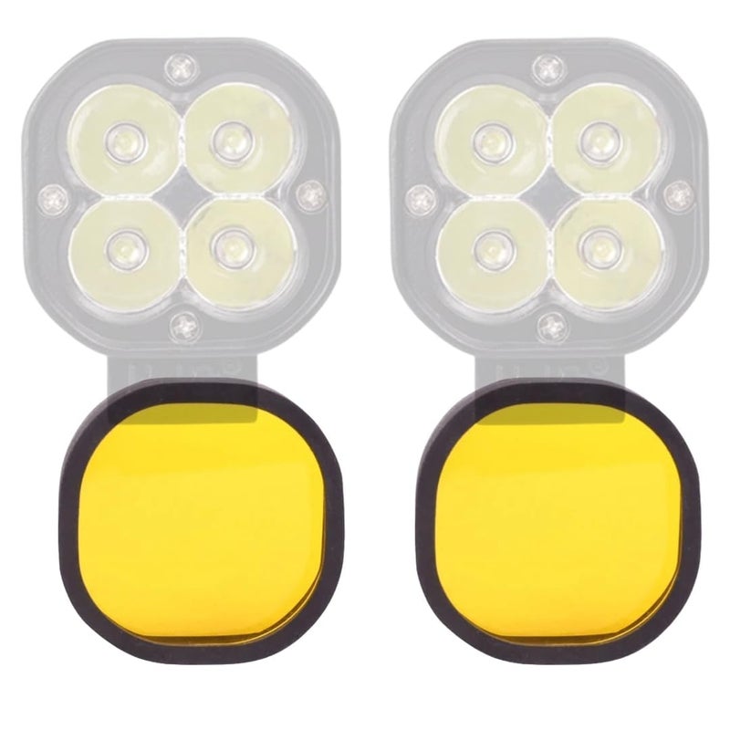 0TO6 H-JG 4X4 MINI LED Square Auxiliary Lamp Light Filter Fog Lamp Yellow Cover With Acyrlic Yellow Lens (Set of 2) - Image 1