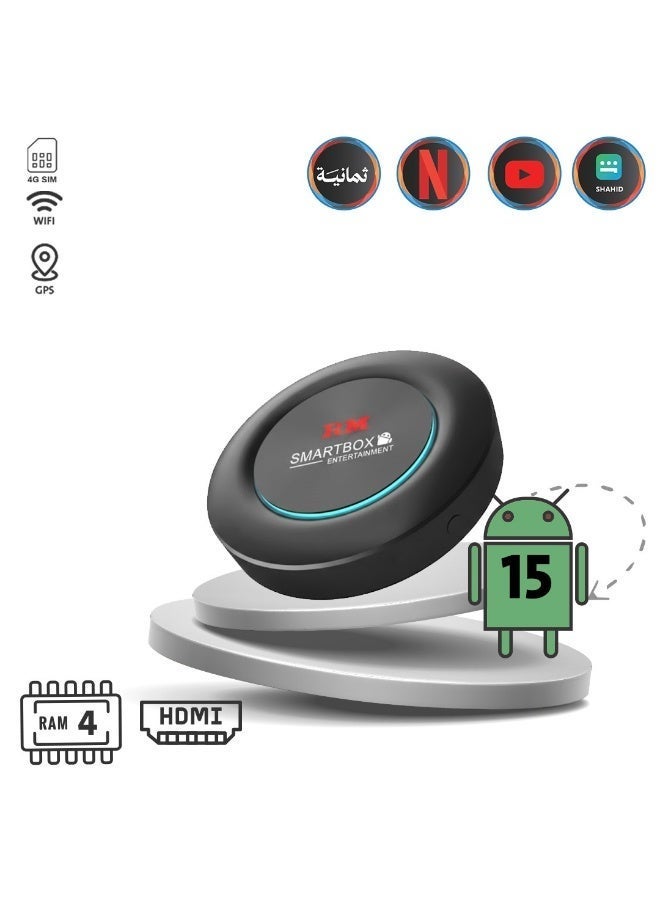 رودماستر RM-C44 (HDMI /out) سمارت بوكس رودماستر دائري اندرويد 15 /4 جيجا رام+ ذاكرة 64 جيجا/ 4G Sim - Image 1