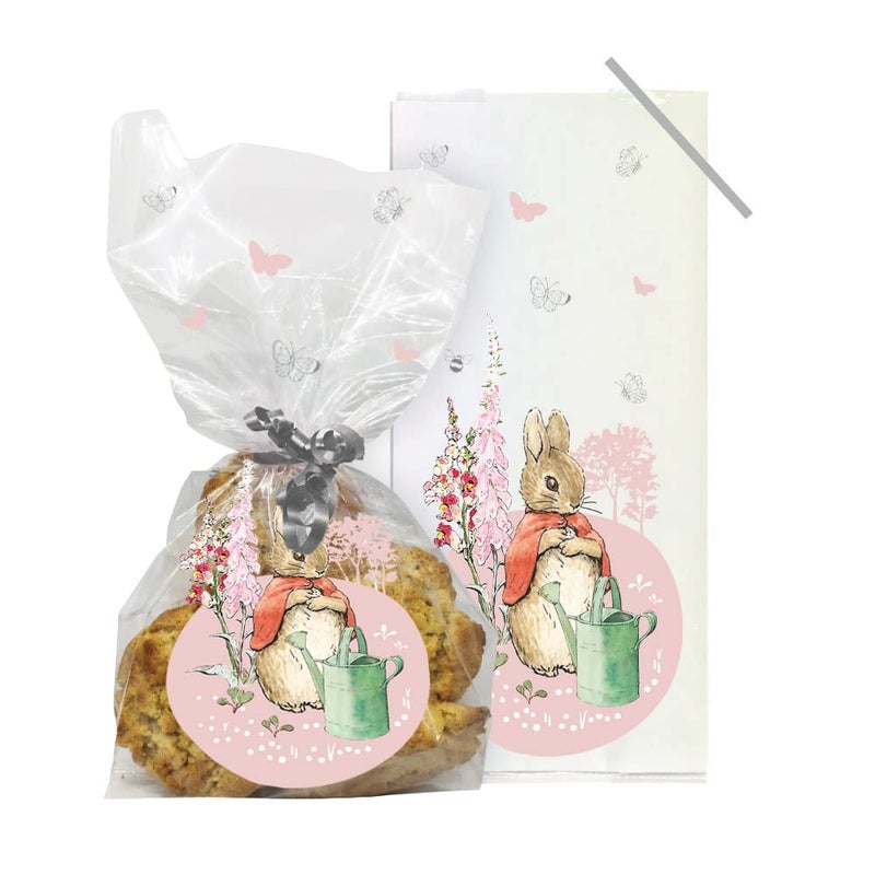 Anniversary House 20 Pieces Beatrix Potter Flopsy Bunny Treat Bags BOPP Cellophane Bags 125 x 285cm Including Twist Ties M589 - Image 2