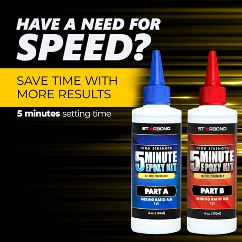 Starbond 8 oz. XL Starbond 5 Minute Epoxy — Enhanced Strength (2,600 lb Shear Strength), UV-Resistant, Easy to Use, Fast Setting Glue — Compatible with Metal, Plastic, Wood, Ceramics, Glass and More - Image 2