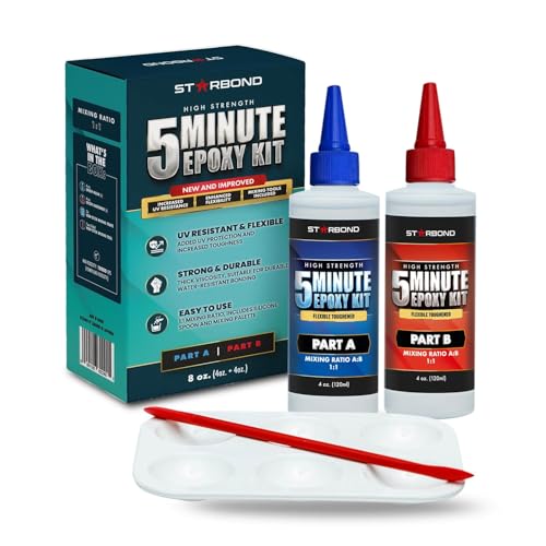 Starbond 8 oz. XL Starbond 5 Minute Epoxy — Enhanced Strength (2,600 lb Shear Strength), UV-Resistant, Easy to Use, Fast Setting Glue — Compatible with Metal, Plastic, Wood, Ceramics, Glass and More - Image 1