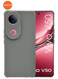 NAFCO Self Designed Grippy Silicone Back Cover With Corner Protection Compatible For Vivo V50 - Grey  - Image 1