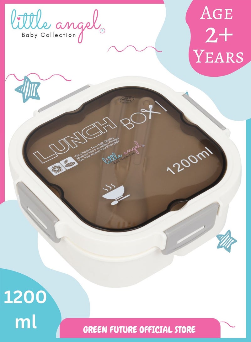 Little Angel Kids Bento Lunch Box 1200ml – Leak-Proof, Insulated, Eco-Friendly, with Compartments and Utensils – Ideal for School & Travel  - Image 1
