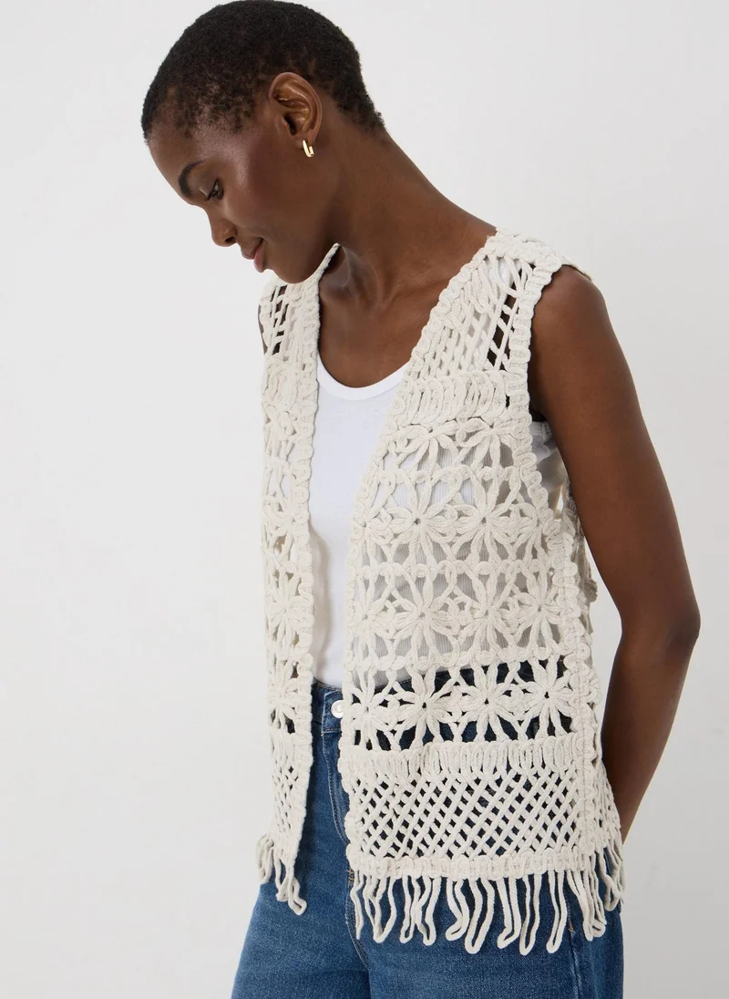 Matalan Cream Fringe Waistcoat