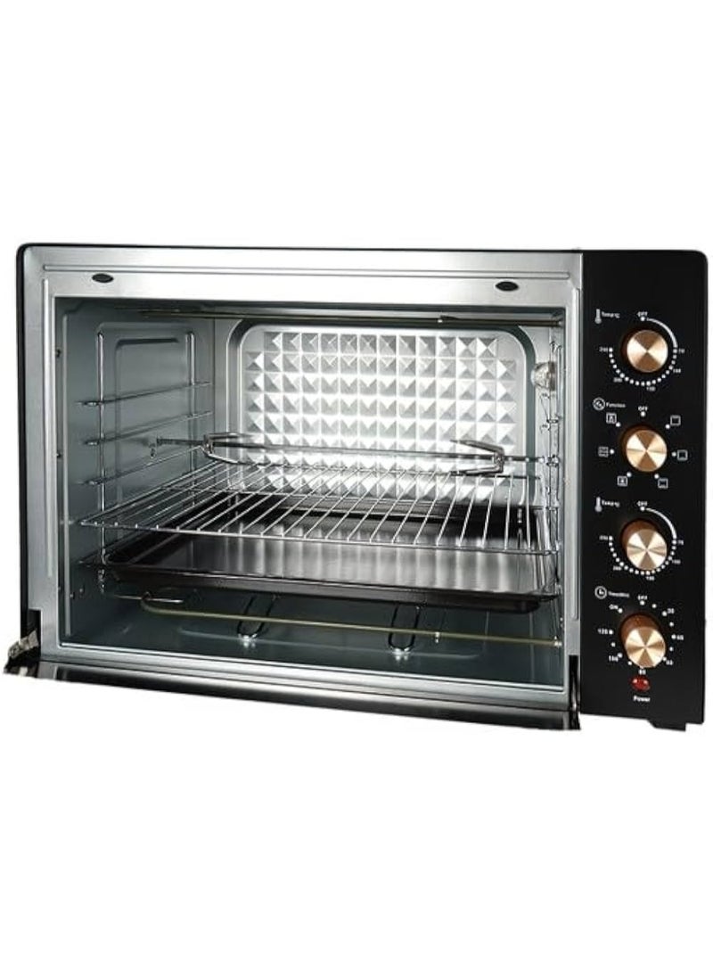 AFRA 55L ELECTRIC OVEN TOASTER 1900W CONVECTION ROTISSERIE & OVEN LAMP, 4 KNOBS TRAY, RACK, HANDLE 55 L 1900 W AF-5519OTBK BLACK - Image 4