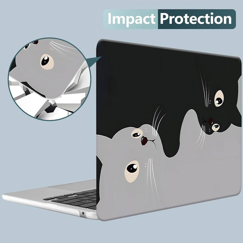 KEROM Compatible for MacBook Pro 13 Inch Case 2025 2024 2023 2022-2016 M2 M1 A2338 A2289 A2251 A2159 A1989 A1706 A1708, Cute Aesthetic Protective Plastic Hard Shell & Keyboard Cover, Two Cats - Image 4
