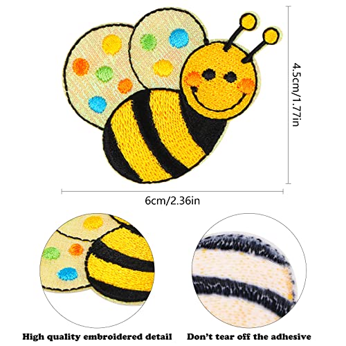 EVERMARKET 10 Pieces Bee Embroidered Iron-on Patches Large Shape Sew on Applique for Bags, Jackets, Jeans, Hats, Clothes DIY Decoration - Image 2