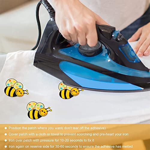 EVERMARKET 10 Pieces Bee Embroidered Iron-on Patches Large Shape Sew on Applique for Bags, Jackets, Jeans, Hats, Clothes DIY Decoration - Image 3